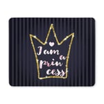 Cute Gold Glitter Crown with Textured Inscription Inside Rectangle Non Slip Rubber Mousepad, Gaming Mouse Pad Mouse Mat for Office Home Woman Man Employee Boss Work
