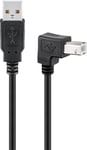 USB 2.0 höghastighet skrivarkabel, 90° vinklad, 3 m - svart