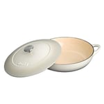 Denby - Natural Canvas White Cast Iron Casserole Dish Shallow - Dutch Oven, Oven Safe Pot, Enamelled - 30cm, 3.65L Capacity