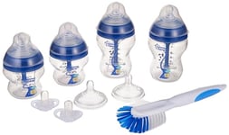 Tommee Tippee Advanced Anti-Colic Newborn Baby Bottle Starter Set, Breast-Like Teat and Heat Sensing Technology, Blue