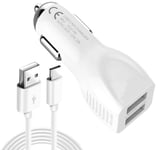 iPro Accessories Galaxy A12 Car Charger Dual Port USB Car Charger With Type C Cable, USB Car Cigarette Lighter Adapter Car Charger