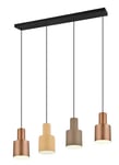 Trio Suspension Agudo 319400417, Métal Noir mat, Abat-jour Métal Café/Beige/Taupe, sauf 4x E27