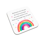 Rainbow of Love Hope from The Heart Wooden Sentimental Gift Positivity Coaster - Thinking of You Missing You (from Our Hearts)
