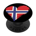 Norway flag in heart Norwegian Origin Pride Nordic Roots PopSockets Swappable PopGrip