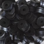 Heishi-pärlor i rör – silvermetallic-skimrande svarta heishis, Ø6 mm