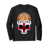 England Flag Basketball Skull Long Sleeve T-Shirt