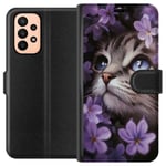 Samsung Galaxy A23 Plånboksfodral Kat och blommor