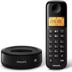 Philips Téléphone DECT D1651B/01 - Téléphone Fixe sans Fil avec Répondeur - avec Identification de l'Appelant - Répertoire pour jusqu'à 50 Noms - Contrôle Automatique du Volume - Noir