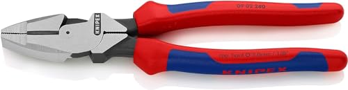 Knipex Lineman's Pliers American style black atramentized, with multi-component grips 240 mm 09 02 240