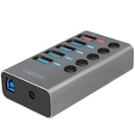 USB-hub 4+1-port med separata På/Av-knappar USB 3.2 Gen 1