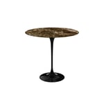 Knoll - Saarinen Oval Table - Småbord, Svart underrede, skiva i glansig brun Emperador marmor - Svart - Svart - Sidobord - Metall/Trä
