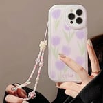 Kusiop Coque de Protection pour iPhone 13 Mini - avec chaîne de Perles - Rose - Transparent - Paillettes - avec Jolie chaîne