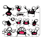 Mousepad Computer Notepad Office Alien of Twelve Cute Black Monsters Different Emotions White Home School Game Player Computer Worker Inch