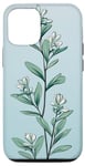 iPhone 13 Leaves Botanical Flower Plant Line Art Sage Green Case