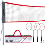 Franklin Sports Elite Ensemble de Filet de Badminton – Comprend des Raquettes de Badminton, des poteaux/Filet, des piquets, des Cordes, Un kit de délimitation – Badminton de Plage ou de Volley-Ball –
