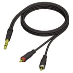Adam Hall Adapter Kabel 6.3 mm Jack stereo til 2 x RCA Phono Han 1,5 meter