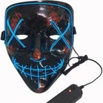 Halloween Mask, Scary Glow LED Cosplay Mask Light Up Purge Mask för Festival Cosplay Costume (blå)