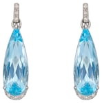 Elements Gold GE2385T 9ct White Gold Blue Topaz Diamond Tear Jewellery