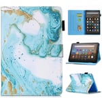 MOKASE All-New Kindle HD 8 Case & HD 8 Plus Tablet Case (10th Gen, 2020 Release) Folio PU Leather Smart Wake/Sleep Case Cover with Card Holder for HD 8" / HD 8 Plus, Green Marble