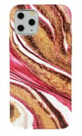 iPhone 12 / iPhone 12 Pro skal Marmor Guld/Röd