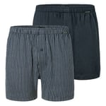 Schiesser Kalsonger 2P Long Boxershorts Blå Mönstrad bomull 5XL Herr