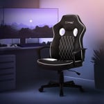 ML-Design Gaming Stol med vippefunktion; hvid; kunstlæder; ergonomisk kontorstol med armlæn; højdejusterbar drejestol; S-formet ryglæn; racing gamer
