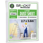 Brackit 2pc, Large Plastic Dust Sheets for Decorating - 2.7m x 3.6m (12ftx 9ft) - 20 Micron - Embossed White Plastic Sheets for Painting - Furniture & Floor Protection, Waterproof Plastic Sheets