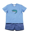 Mini Vanilla Boys' Crocodile Summer Shortie Cotton Pyjamas - Blue - Size 5-6Y