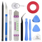 Cemobile Professional Opening Pry Tool Repair Kit with Dual Side Tape Adhesive for Repairing iPhone iPad MacBook Samsung HTC LG Sony Cellphone Tablet Laptop, with Spudgers, Tweezers, Knife Set