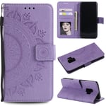 Snow Color Leather Wallet Case for Galaxy S9 with Stand Feature Shockproof Flip, Card Holder Case Cover for Samsung Galaxy S9 - COHH050616 Purple