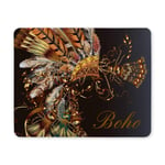 Bohemian Fashion Head Dress with Feathers and Tassels Rectangle Non Slip Rubber Comfortable Computer Mouse Pad Gaming Mousepad Mat for Office Home Woman Man Employee Boss Work