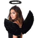 Änglavingar och gloria Vuxen Vita änglavingar för barn Halloween jul Black