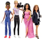 Barbie Careers Set of 4 Dolls & Accessories, Women in Film with Studio Executive, Director, Cinematographer & Movie Star in Removable Looks, HRG54