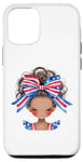 Coque pour iPhone 12/12 Pro Tenue noire pour fille du 4 juillet avec drapeau patriotique américain pour enfants