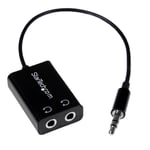StarTech.com Black Slim Mini Jack Headphone Splitter Cable Adapter - 3