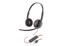 Poly Blackwire 3220 - 3200 Series - headset - på örat - kabelansluten - USB - svart - Skype-certifierat, Avaya-certifierad, Cisco Jabber-certifierad