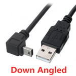 Câble de synchronisation de données USB 2.0 vers mini USB coudé à 90 degrés 5 broches B mâle vers mâle 0,5 m 1,8 m 5 m cordon de charge pour appareil photo MP3, 25 cm - coudé vers le bas