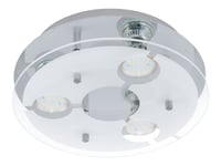 Eglo Cabi - Innertakslampa - Led-Spotlight X 3 - Gu10 - 3 W (Motsvarande 23 W) - Klass A+ - Varmt Vitt Ljus - 3000 K - Klar, Krom, Satinvit