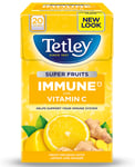 Tetley Immune Vitamin C Super Fruit & Green Tea, 3 x 20 bags (Lemon & Ginger Fruit Tea)