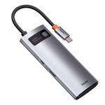 Baseus Metal Gleam Series 5-in-1 Multifunctional USB-C HUB Docking Station - Grå