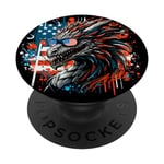 4th of July Patriotic Dragon Fantasy Blue & Red Dragon USA PopSockets PopGrip Interchangeable