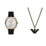 Emporio Armani Watch AR11498 Collier pour Homme - Acier Inoxydable - Marron - Noir - EGS2935200, 525mm L x 4.25mm H x 24mm W, Acier Inoxydable, Pas de gemme