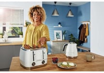 Beko Off White & Chrome Cosmopolis Dome Kettle & 4 Slice Toaster Set