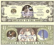 Novelty Dollar Apollo 11 Journey To The Moon Landing Dollar Bills X 2