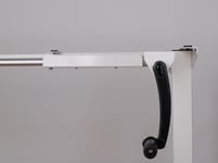 Höj- & sänkbart bord, vev, vitt stativ, skiva i bok, 120x80 cm