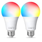 Fitop WiFi Smart Bulb E27,Alexa Light Bulb Dimmable Warm White Light and RGB Colour Changing Light Bulb, 9W 806LM LED Bulb Compatible with Alexa/Google Home, Voice Control,No Hub Required 2 Pack