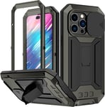 MIYIYQP Iphone 14 Pro Max 5G Case, Aluminum Metal Gorilla Glass Shockproof Milit