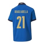 2020-2021 Italy Home Football Soccer T-Shirt (Kids) (Fabio Quagliarella 21)