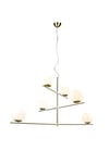 Trio, Suspension, Pure 6xE14, max.28,0 W Verre, Blanc, Corps: Métal, Laiton mat L:115,0cm, L:80,0cm, H:150,0cm Pivotant,IP20,Sans illuminant,Réglable en hauteur