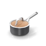 Ninja Extended Life 16cm Ceramic Saucepan with lid, Non-Stick (No PFAs, PFOAs, Lead or Cadmium), Induction Compatible, Stainless Steel Handle, Oven Safe to 285°C, Terracotta & Grey, CW90216UK